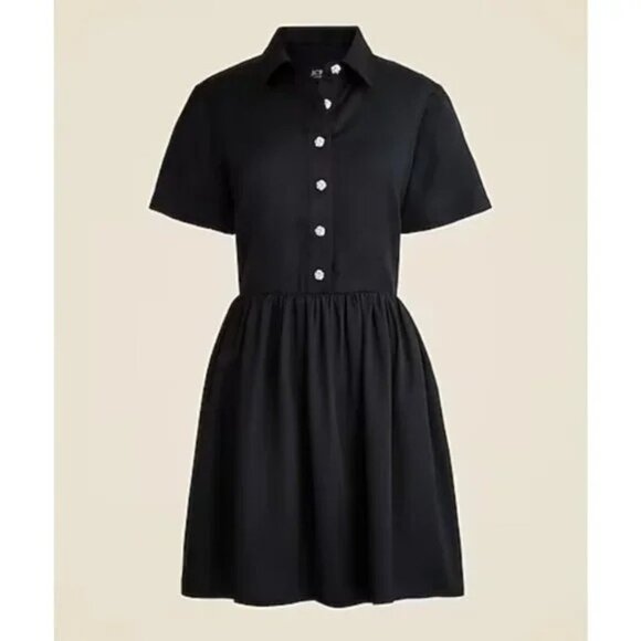 NWT J.Crew Collection Women's Sz 6 Black Shirtdress A-Line Jewel Buttons CF624 - Picture 10 of 10